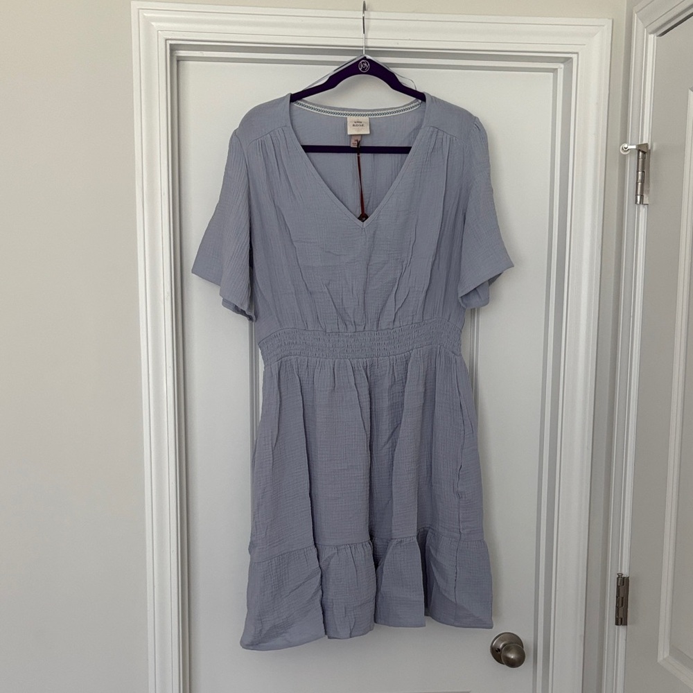 Knox Rose Blue V-Neck Flutter Sleeve Midi Dress